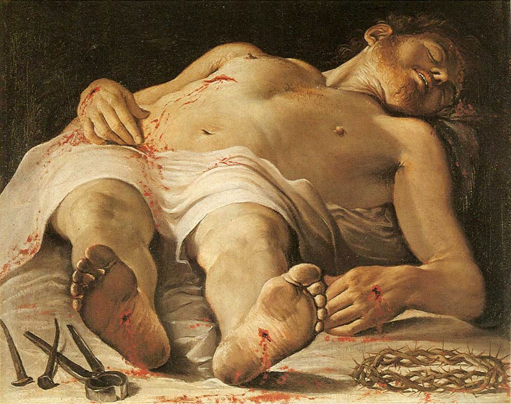 
Annibale Carracci (1560-1609)
Leichnam Christi mit den Leidenswerkzeugen, um 1582
zu sehen in der Staatsgalerie Stuttgart 