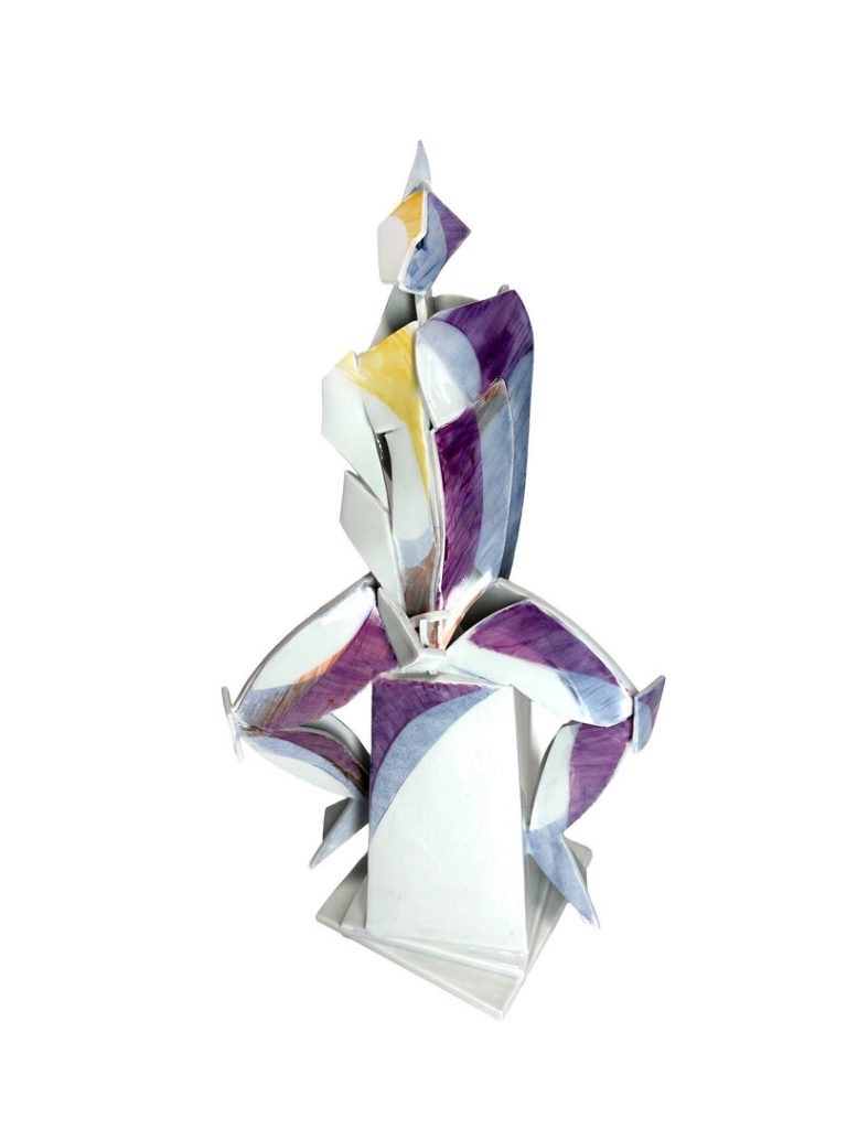 Andreas Ehret, Narcissus, Porzellan frei gebaut, Aufglasurfarben, 42x20x20cm (H/L/T) monogrammiert, dat. 2024