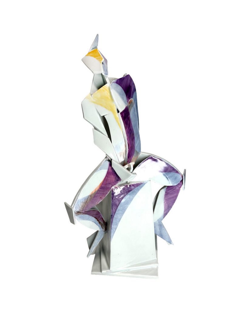 Andreas Ehret, Narcissus, Porzellan frei gebaut, Aufglasurfarben, 42x20x20cm (H/L/T) monogrammiert, dat. 2024