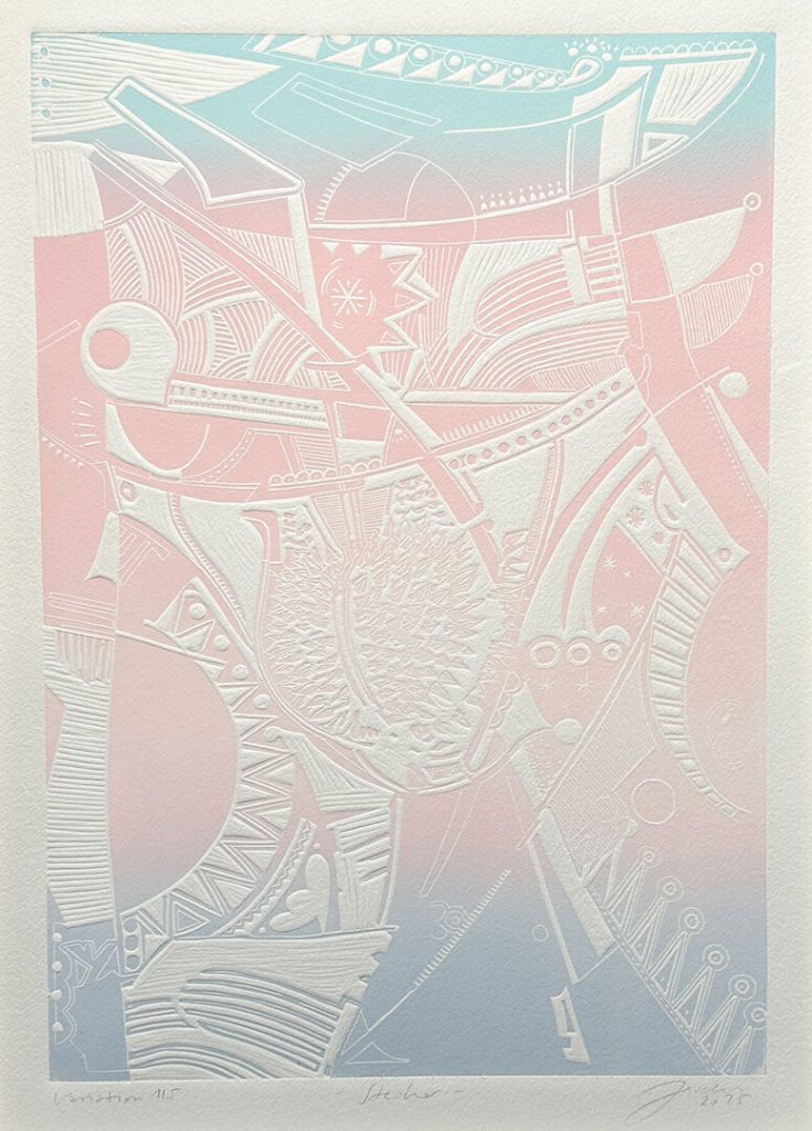 Jens Schubert, Stecher, Prägedruck in Bütten, Variation 1/5, 60x42cm, sign., dat. 2024 